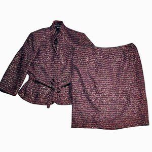 LINDA ALLARD for ELLEN TRACY Women's Size 12 Sequined Tweed Skirt Suit NEW $1298